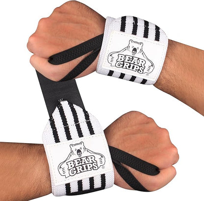 Bear Grips Wrist Wraps for Weightlifting | Weight Lifting Wrist Straps for Weightlifting | Extra Strength Gym Wrist Wraps | Two Wrist Wrap Per Pack | 12” & 18” | Lifting Wrist Wraps for Men & Women