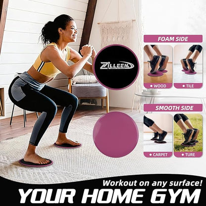 ZILLEEN Exercise Sliders for Working Out Fitness Discs for Pilates Women Men, 2 Pack