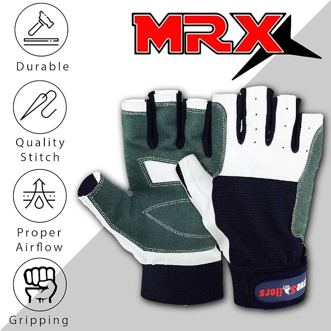 MRX Sailing Gloves for Men & Women 3/4 Finger Grip Great for Sailing, Yachting, Paddling, Kayaking, Fishing, Dinghying Water Sports