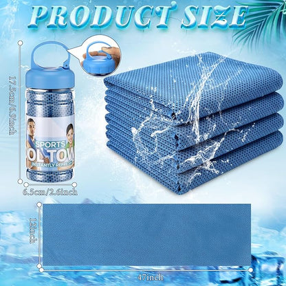 Honoson 10 Pack Cooling Towels Bulk - 47"x12" Soft Breathable Ice Towels for Neck & Face, Portable Chilly Rags Microfiber Sweat Rags for Yoga, Sports, Gym, Workout & Fitness (Dark Blue)