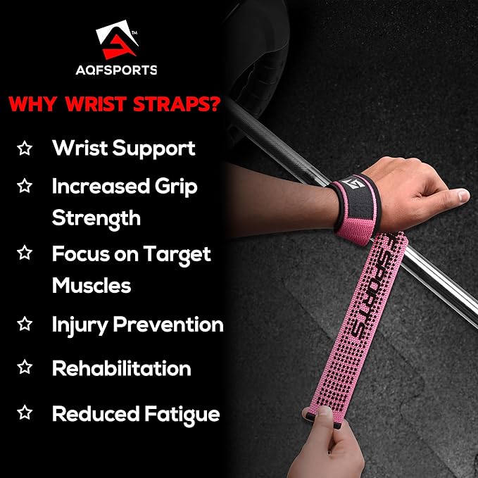 AQF Lifting Wrist Straps for Weightlifting, Powerlifting & Deadlifts – 23” Neoprene Padded Cotton Straps for Strength Training & Gym Workouts - Maximum Grip Support for Men & Women
