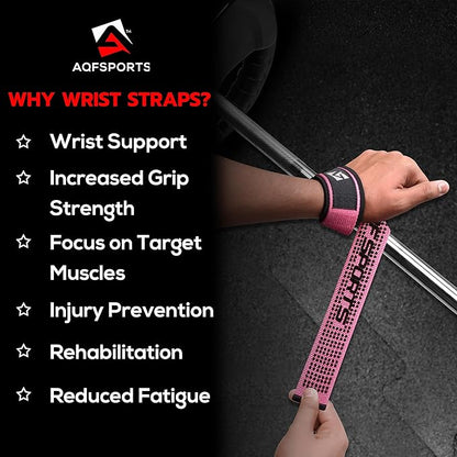 AQF Lifting Wrist Straps for Weightlifting, Powerlifting & Deadlifts – 23” Neoprene Padded Cotton Straps for Strength Training & Gym Workouts - Maximum Grip Support for Men & Women