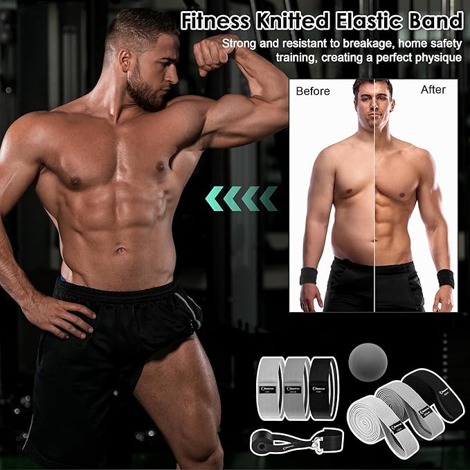 Fabric Resistance Bands for Working Out, Wide Booty Belt with Multiple Resistance Levels. Yoga Balance Balls. Great for HIPS, Thighs Exercises. with Fitness Poster