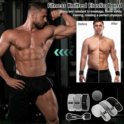 Fabric Resistance Bands for Working Out, Wide Booty Belt with Multiple Resistance Levels. Yoga Balance Balls. Great for HIPS, Thighs Exercises. with Fitness Poster