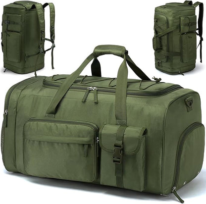 Lyweem Large Duffle Bag Backpack for Travel, 70L Heavy Duty Gym Duffel Bag with Shoes Compartment for Men & Women, Weekender Overnight Sports Backpack for Traveling