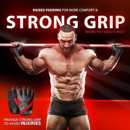 DXM SPORTS Workout Gloves for Men, Gym Weight Lifting Gloves with Wrist Support - Breathable, Anti-Slip Gloves for Exercise, Fitness, Cycling, Training, Outdoor Sports