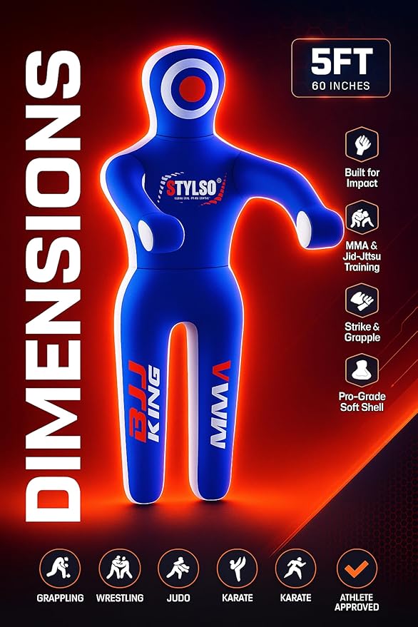 Unfilled Grappling Dummy – Adult Life Size Wrestling & BJJ Training Dummy, MMA Jiu Jitsu Judo Takedown & Throwing Practice, Heavy-Duty Triple-Stitched Canvas Submission Dummy