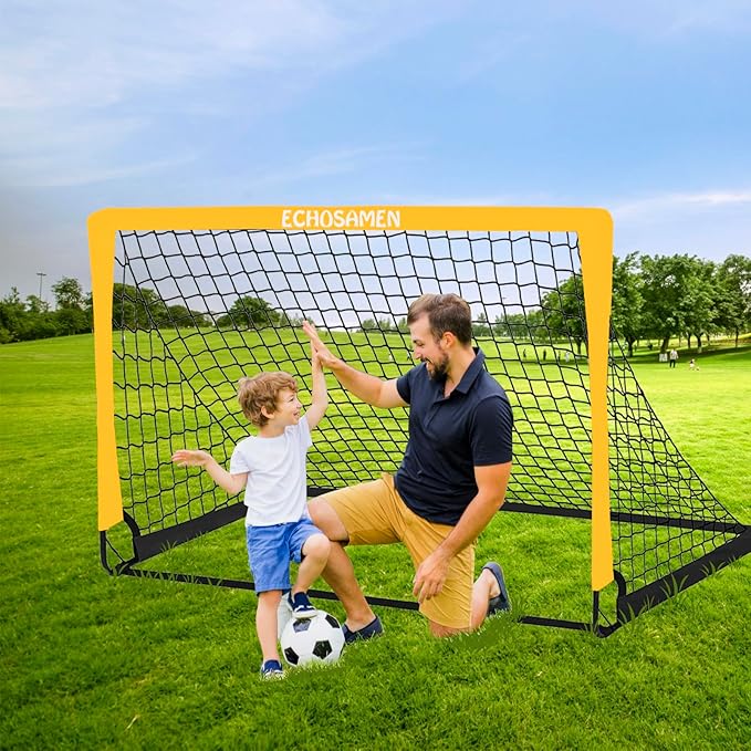 Kids Soccer Goals for Backyard, 2 of 6 x 4 ft Kids Soccer Goal Set Soccer Net with 10 Soccer Cones, Agility Ladder & Carry Bag, Portable Soccer Training Equipment.