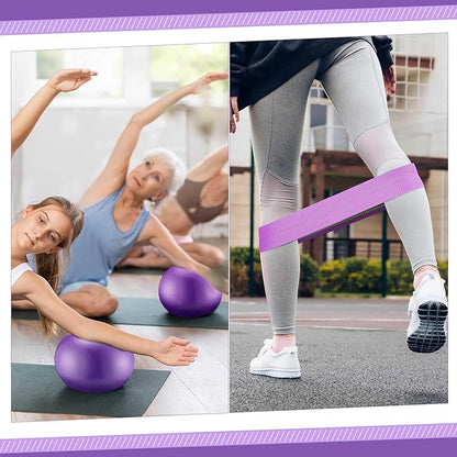 Poen Pilates Equipment Kit for Home Workout Pilates Ring and Ball Set for Women 12'' Circle Yoga Fitness Essentials Kit with Resistance Bands, Yoga Strap, Socks,Bag