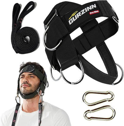 【GurZinn】 Neck Harness Trainer - Adjustable 40" (100cm) Heavy Duty Rope & Neoprene Padding | Improve Neck Strength & Reduce Neck Pain | Gym & Home Use