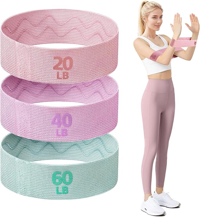 Resistance Bands Set, 3 Levels Non-Slip Workout Bands for Glutes & Legs, Durable Wide Elastic Fitness Bands for Women Men, Home Gym, Yoga