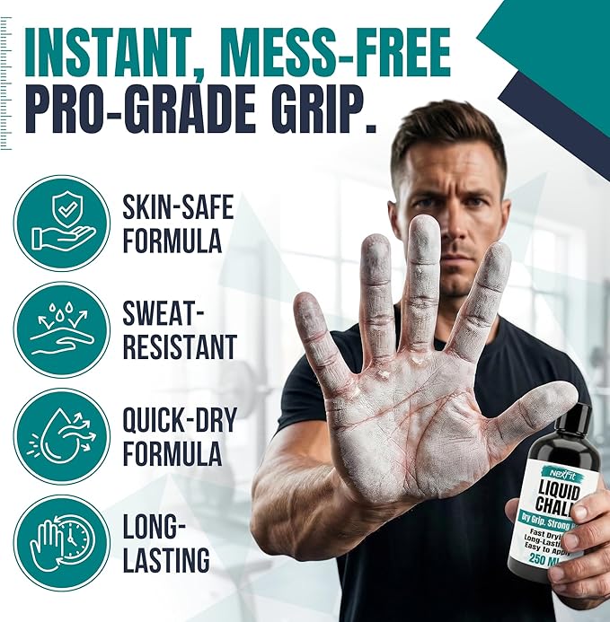Liquid Chalk for Gym – Gym Chalk Liquid with Stronger Grip, Zero Slip, Dries in Seconds – Mess-Free Weightlifting Chalk for Crossfit, Rock Climbing & Gymnastics – Multiple