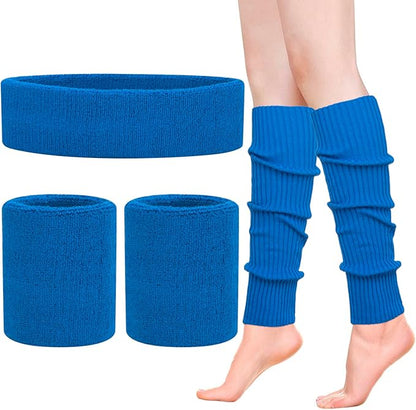 Leg Warmers for Women 80s Headband Wristbands Neon Leg Warmers Set for Sport Yoga - 80s Workout Clothes 90s Outfit for Women