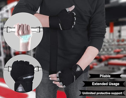 SAWANS Fitness Workout Gloves Gym Weight Lifting Gloves for Men Women Breathable Gymnasium Wrist Support Padded Deadlifts Exercise Training Pull Ups