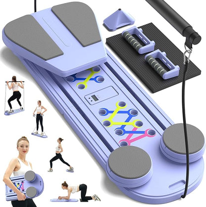 Pilates Board,Foldable Pilates Reformer Sets with Timer,Multifunctional Abdominal Pilates Board for Home Workout Equipment,Portable Ab Board Trainer Pilates Exercise Machine, Pilates Board for Women