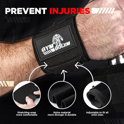 Wrist Wraps - 18-Inch Premium Support Wraps with Thumb Loop for Powerlifting, Bodybuilding, CrossFit & Shot Put (1 Pair)