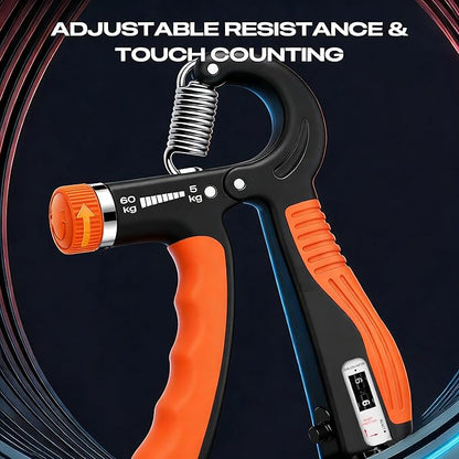 Grip Strength Trainer - Adjustable Resistance 11-132lbs/5-60kg Hand Gripper & Forearm Strengthener Device with Smart Counter for Sports & Rehab