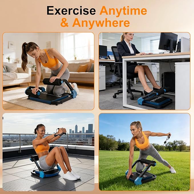 Ab Machine, Sit Up Exercise Equipment With 3 Adjustable Resistance, Fitness Equipment For All Ages, Ab Trainer, Foldable Ab Crunch Machine for Home Gym