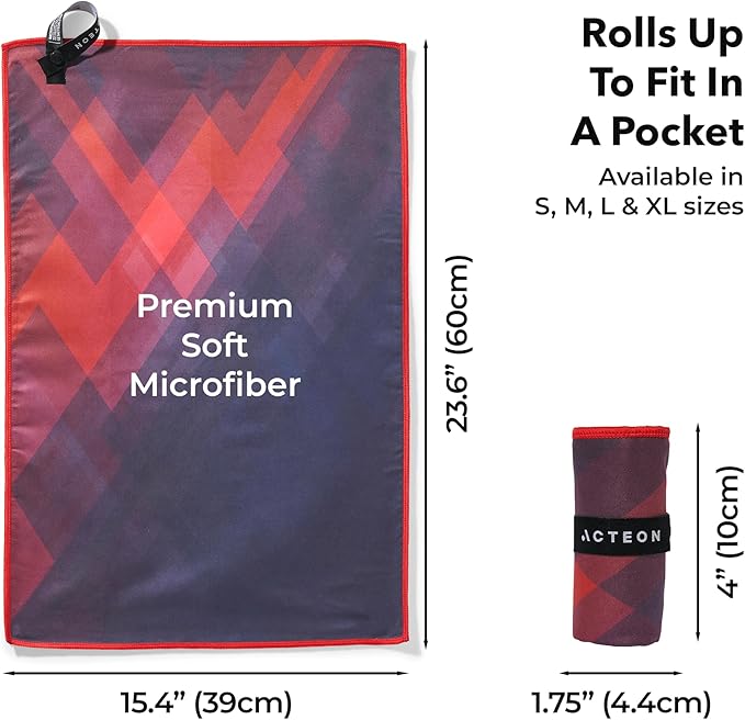 Acteon Microfiber Gym Towels 4 Pack, Quick Dry Odor Free Workout Towels for Men and Women, Super Absorbent Sports Sweat Towel for Gym, Yoga, Running, Travel, 16 x 30.5 Inch