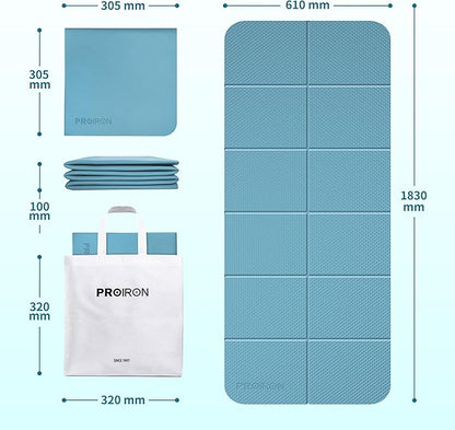PROIRON Foldable Yoga Mat 0.24"/0.16" for Home Workout & Travel, Non Slip Travel Yoga Mats with Carry Bag, Packable Yoga Mat for Home Gym, Pilates, Fitness,Stretching