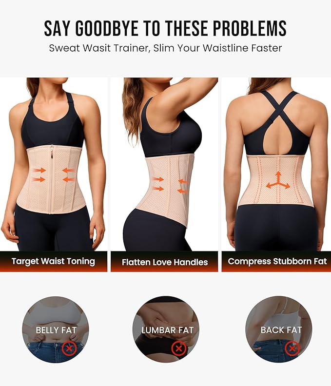 Junlan Sweat Waist Trainer for Women - Corset Sweat Band for Working Out