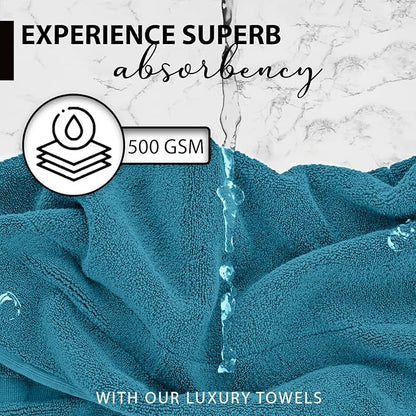 100% Cotton Bath Towels, 24x48 Pack of 6 Towels, Quick Dry, Highly Absorbent, Soft Feel Towel, Gym, Spa, Bathroom, Shower, Pool, Luxury Soft Towels (Aqua, 24x48-6 Pack)