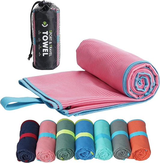 4Monster Microfiber Camping Towel - Quick Dry, Super Absorbent, Lightweight Travel Towel for Hiking, Beach, Gym, Backpacking, Yoga - Compact with Carry Bag (Pink, Medium(40.00" x 20.00"))