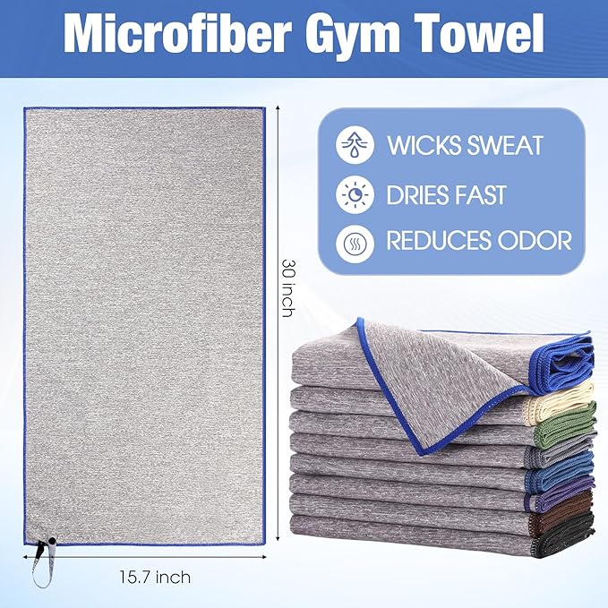 Peryiter 8 Pack Microfiber Quick Dry Gym Towels, Odor-Free Absorbent Fiber, Fast Drying Working Out Towel for Men & Women Hot Yoga Sweat Sports Exercise Fitness Gear (Forest Color)