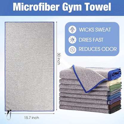 Peryiter 8 Pack Microfiber Quick Dry Gym Towels, Odor-Free Absorbent Fiber, Fast Drying Working Out Towel for Men & Women Hot Yoga Sweat Sports Exercise Fitness Gear (Forest Color)