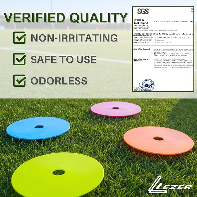 LEZER 6 Inch 8 Inch Flat Cones, Spot Markers, Soccer Cones, Field Court Markers, Sit Spots, Flat Discs, Soccer Training Equipment, Agility Practice, Football, Made in Taiwan