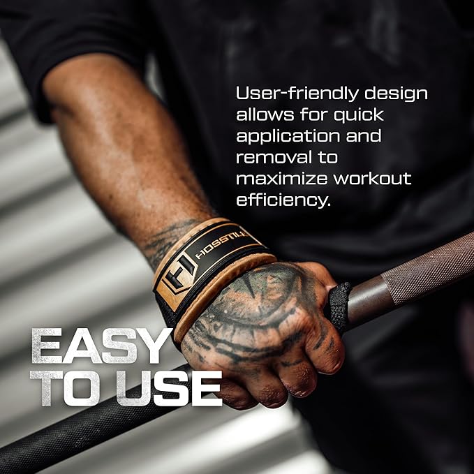 HOSSTILE Padded Lifting Wrist Straps (Pair) - Reinforced Support for Powerlifting, Bodybuilding, Gym Workouts, Strength Training, Deadlifts & Fitness Workouts - Extra Long, Durable, Adjustable
