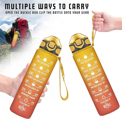 Enerbone 32 oz Drinking Water Bottle with Times to Drink and Straw, Motivational with Carrying Strap, Leakproof BPA & Toxic Free, Ensure You Drink Enough Water for Fitness Gym Outdoor