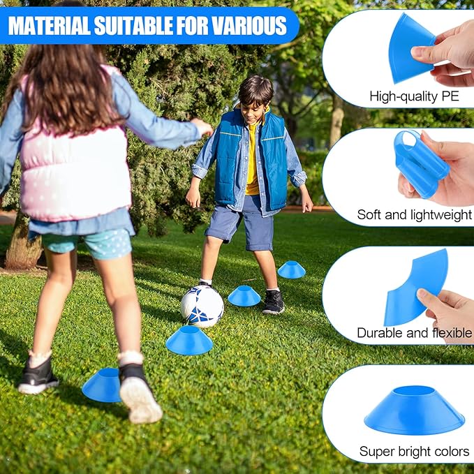 25pcs Soccer Cones for Sports Training, Mini Football Cones & Mesh Bag Flexible Agility Cones Premium Training Cones for Basketball Football Running Drills Sports Games Skating Kids