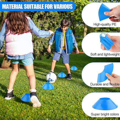 25pcs Soccer Cones for Sports Training, Mini Football Cones & Mesh Bag Flexible Agility Cones Premium Training Cones for Basketball Football Running Drills Sports Games Skating Kids