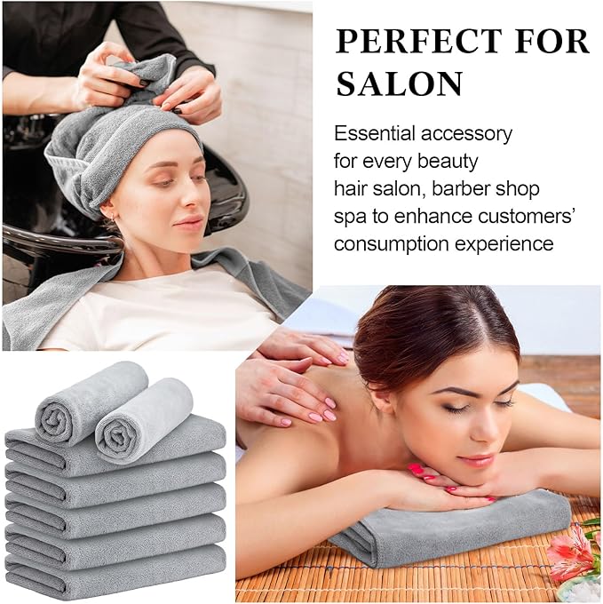 36 Pcs Microfiber Gym Towel 16 x 28 in Bleach Proof Towels Absorbent Soft Sweat Towels Quick Dry Lightweight Towel for Hand Salon Bath Spa Hotel Pool Home Hair Care(Light Grey)