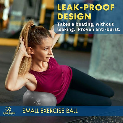 ProBody Pilates Small Exercise Ball with Pump - 9 Inch Workout Ball for Stability, Barre, Yoga, Core & Physical Therapy