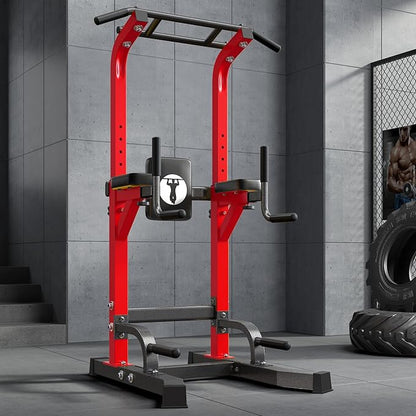 soges Pull Up Bar Dip Station, Power Tower with A Backrest, Adjustable Height Pull Up Bar Stand, Multi-Function Home Gym Strength Training