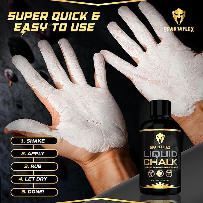 SpartaFlex 250ml Pro Liquid Chalk for Weightlifting Chalk, Rock Climbing, Gymnastics, Lifting Chalk, Hand Chalk for Weight Lifting, Gym Chalk for Powerlifting, Liquid Grip Liquid Chalk Climbing