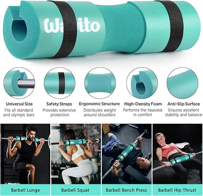 WALITO 8Pcs Barbell Pad Set for Hip Thrust - Squat Pad,Gym Accessories for Women with Bar Bad,Bench Press, with Gym Ankle Straps,Resistance Bands for Working Out,Lifting Strap,Carry Bag