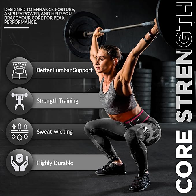 RDX Women Weight Lifting Belt 6.5” Curved Padded Back Lumbar Support, Fitness Strength Training, Core Exercise Workout Bodybuilding Powerlifting Deadlifts Squats, Ladies Home Gym Equipment
