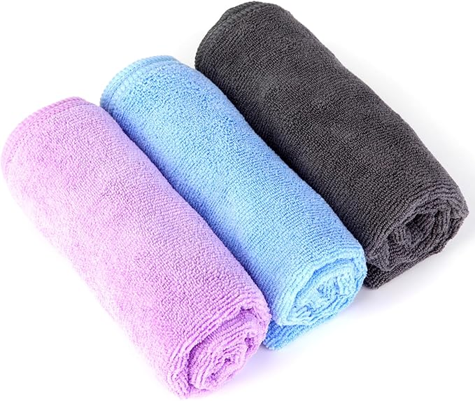Microfiber Gym Towels for Women Men, Sweat Towel for Gym, Soft and Quick-Drying Towels for Sports Fitness, Workout, Yoga (3 Pack, Grey)