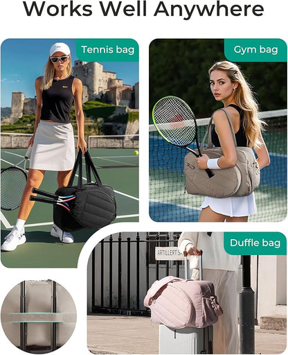 BAGSMART Tennis Gym Bag for Women, Tennis Backpack Holds 2 Rackets with Shoe Compartment, 15.6" Laptop Gym Backpacks for Court, Off-work, Everyday & Overnight Weekend