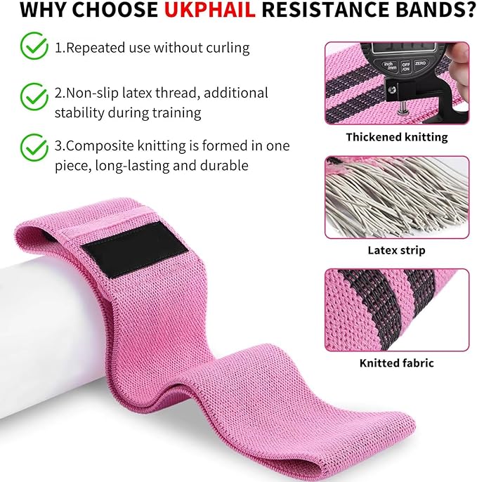 3 Booty Bands Pilates Flexbands Hip Thigh Glute Bands Set Stretch Exercise Bands Fabric Elastic Exercise Resistance Band for Working Out Legs Bands with Workout Bands Guide.