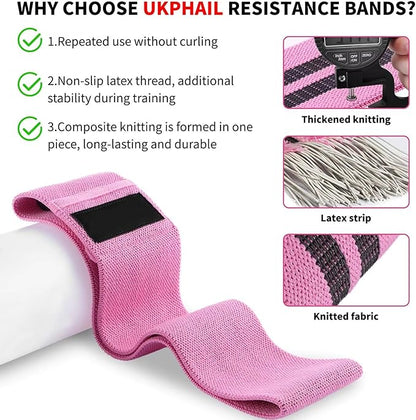 3 Booty Bands Pilates Flexbands Hip Thigh Glute Bands Set Stretch Exercise Bands Fabric Elastic Exercise Resistance Band for Working Out Legs Bands with Workout Bands Guide.