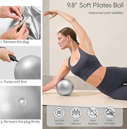 Pilates Kit, Pilates Essentials Kit for Women Home Workouts, Pilates Equipment with 14.5" Pilates Ring and Ball,7 Resistance Bands,Ankle Weights,Sliders & Grip Socks for Beginners