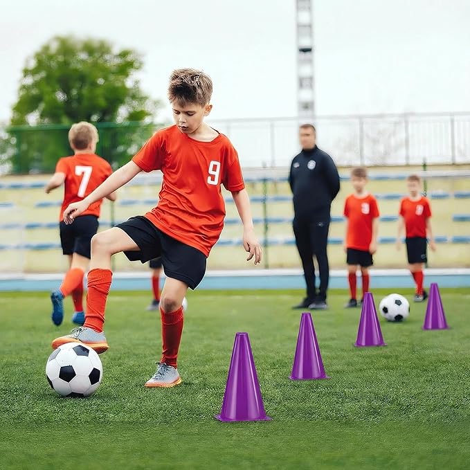 24pcs Cones 9 Inch Soccer Cones and Plastic Traffic Cones, Durable Cones for Sports Training, Ideal for Soccer, Basketball, Football, Skating, and Agility Drills Practice