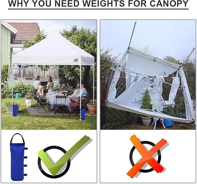 Eurmax USA 145 LBS Weight Capacity Pop up Gazebos Weights Sand Bags for Pop up Canopy Tent Pergola Outdoor Instant Canopies, 4-Pack (Without Sand) Blue