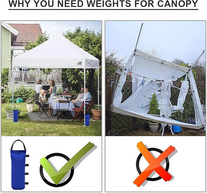 Eurmax USA 145 LBS Weight Capacity Pop up Gazebos Weights Sand Bags for Pop up Canopy Tent Pergola Outdoor Instant Canopies, 4-Pack (Without Sand) Blue