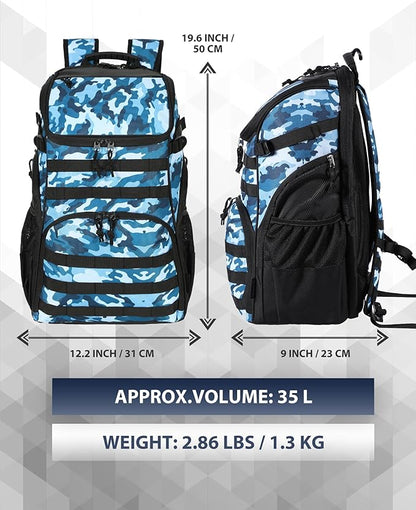 TRAILKICKER Basketball Bag Backpack with Ball Holder Multi-Sport Backpack for Soccer Volleyball Football Baseball Helmet