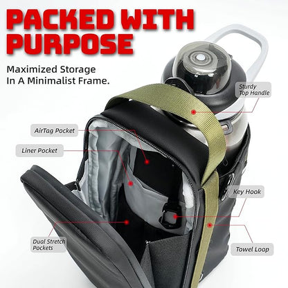 Magnetic Gym Bag - 11LB Ultra-Strong Force, Large 50oz Bottle Holder with Towel Loop, Magnetic Gym Water Bottle Bag For Gym Fitness, Workout, Outdoor